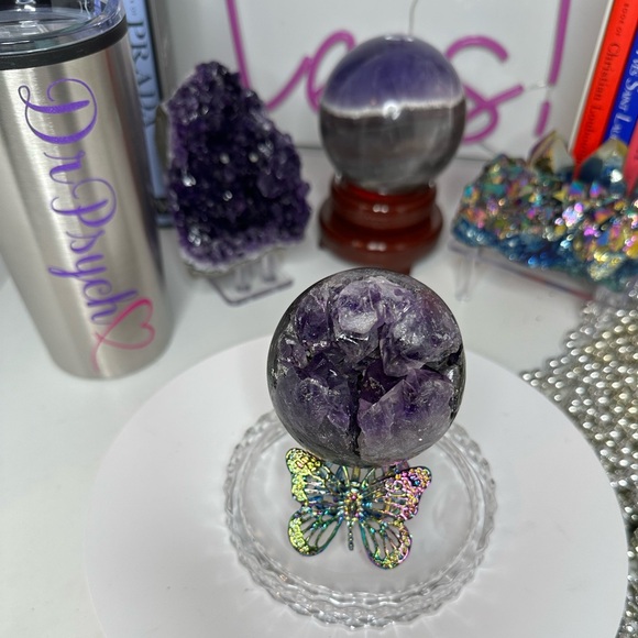 Brazilian Amethyst “Purple Ice” Druzy Small Sphere - 65.54MM - BRAMYSPH-001 - Picture 4 of 9